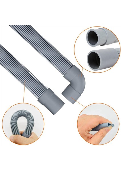 2x Çamaşır Makinesi Hortum Tahliye Hortumu Çamaşır Makinesi 2 5m Tahliye Hortumu Yamaşa Makineleri Bulaşık Terbazları Kurutucuları (Yurt Dışından) indirimleri