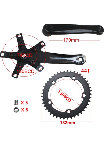 Bisiklet Crankset 130BCD 44T 170MM Yol Bisiklet Krank Seti Krank Kolları Alt Braket Bisiklet Parça Kilitlenmesi (Yurt Dışından) fırsatları