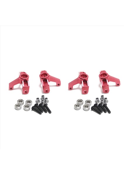 4pcs Metal Direksiyon Kupası Ön Tekerlek Koltuğu Rulmanlı Yükseltme Parçaları Wltoys 144001 1/14 Rc Araba Kırmızı (Yurt Dışından)