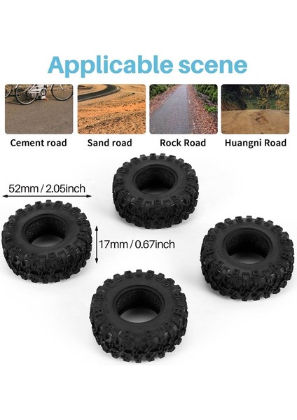 4pcs 52X17MM 1 0 Inç Yumuşak Kauçuk Tekerlek Lastikleri 1/24 Rc Prıger Araç Axıal SCX24 90081 AXI00002 Yükseltme Parçaları (Yurt Dışından)
