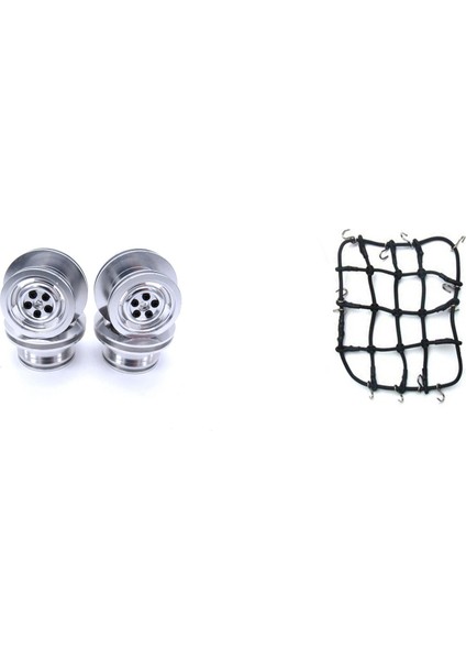 5 Pcs Rc Araba Parçası 4pcs Rc Araç Metal Tekerlek Hub Tekerlekleri Jant ve 1 Pcs Elastik Bagaj Net Siyah (Yurt Dışından)