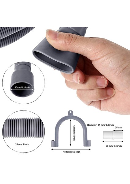 2x Çamaşır Makinesi Tahliye Hortumu 10 Ft Esnek Bulaşık Tahliye Hortumu Uzatma Kitleri Oluklu Yıkayıcı Deşarj Hortumu (Yurt Dışından) fırsatları