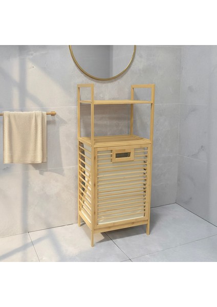Bambu Eco-Lıte Basıc Kirli Sepetli 2 Raflı Banyo Düzenleyici Çamaşır Sepeti DB-0031 fiyatları
