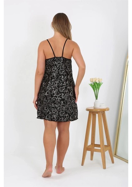 Kadın Büyük Beden Ip Askılı Gecelik Siyah modelleri