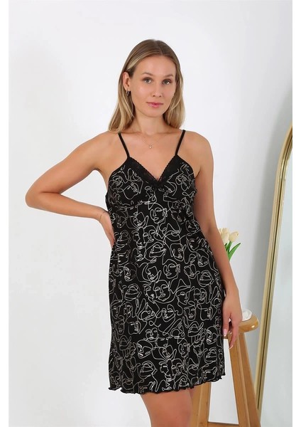 Kadın Büyük Beden Ip Askılı Gecelik Siyah indirimleri