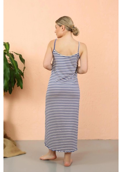 Kadın Ip Askılı Yırtmaçlı Uzun Mavi Gecelik fırsatları