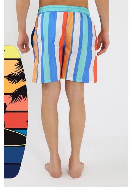 Erkek Desenli Fermuar Cepli Deniz Şortu Mavi fırsatları