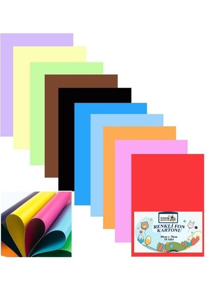 Fon Kartonu 10 Lu 35X50 cm 2 Paket 10 Renk Fon Kartonu 35 * 50 Okul Sınıf Kreş Anasınıfı