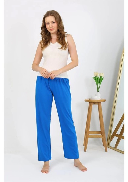 Kadın Penye Düz Tek Alt Pijama Mavi fiyatları