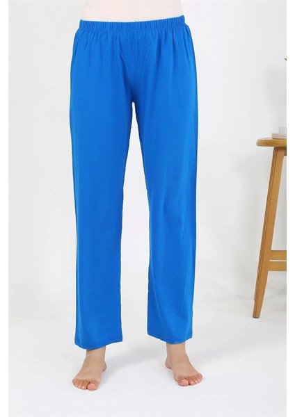 Kadın Penye Düz Tek Alt Pijama Mavi modelleri