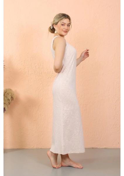 Kadın Kalın Askılı Yırtmaçlı Uzun Gecelik indirimleri