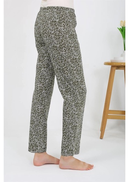 Kadın Penye Desenli Tek Alt Pijama Haki fırsatları