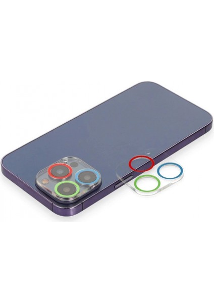 iPhone 13 Pro Renkli Kamera Lens Koruma Cam - Mavi-Yeşil