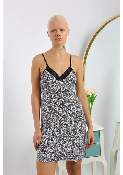 Kadın Penye Desenli Ip Askılı Gecelik fiyatları