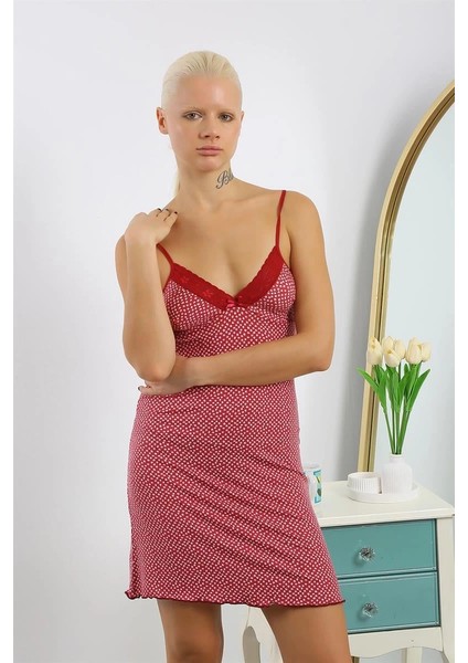 Kadın Penye Desenli Ip Askılı Gecelik fırsatları