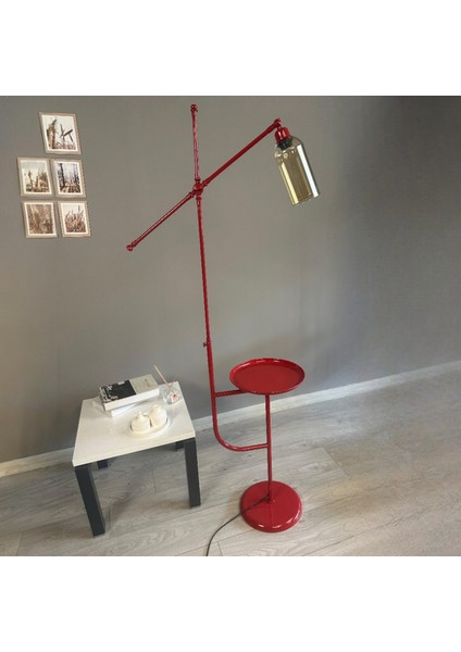 Windy Kırmızı Gövde Bal Rengi Cam Lambader Tepsili Makas Gövde Modern Oturma Odası modelleri