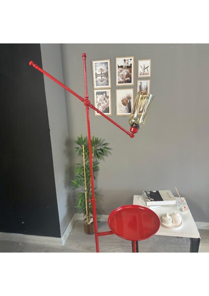 Windy Kırmızı Gövde Bal Rengi Cam Lambader Tepsili Makas Gövde Modern Oturma Odası fırsatları