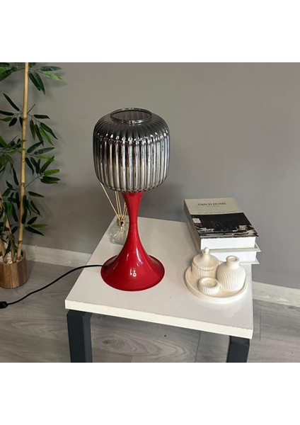 Soto Füme Cam Masa Lambası Dekoratif Abajur Çocuk Odası Başucu Lambası Okuma Lambası