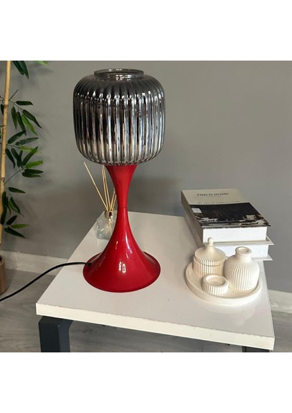 Soto Füme Cam Masa Lambası Dekoratif Abajur Çocuk Odası Başucu Lambası Okuma Lambası fiyatları