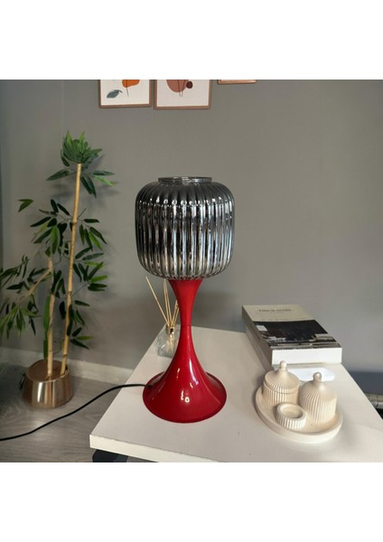 Soto Füme Cam Masa Lambası Dekoratif Abajur Çocuk Odası Başucu Lambası Okuma Lambası fırsatları