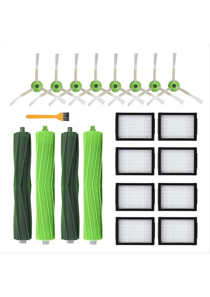 Irobot Roomba I7+ I3 I4+ I6 I6+ I8 I8+ E5 E6 E7 J7+ Vakum Süpürge Set Kauçuk Fırçalar Hepa Filtreler Yan Fırçalar (Yurt Dışından)