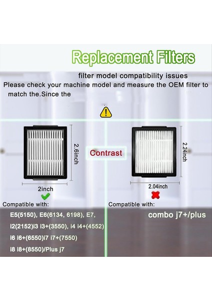Irobot Roomba I7+ I3 I4+ I6 I6+ I8 I8+ E5 E6 E7 J7+ Vakum Süpürge Set Kauçuk Fırçalar Hepa Filtreler Yan Fırçalar (Yurt Dışından) fiyatları
