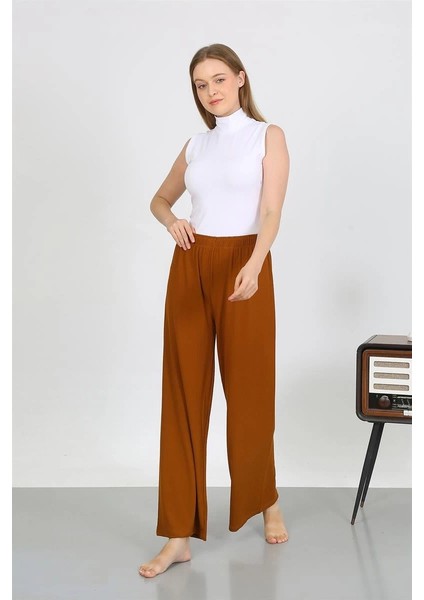 Kadın Bürümcük Kumaş Hafif-Esnek Pantolon 210074 Kahve modelleri