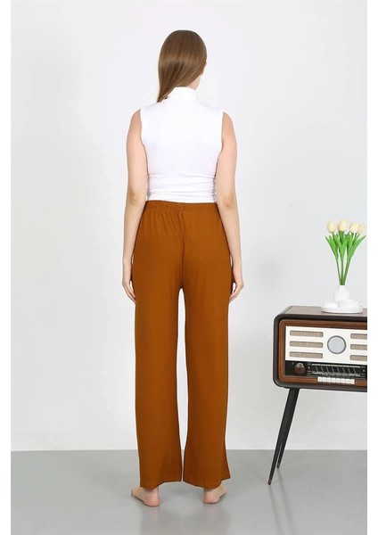 Kadın Bürümcük Kumaş Hafif-Esnek Pantolon 210074 Kahve indirimleri