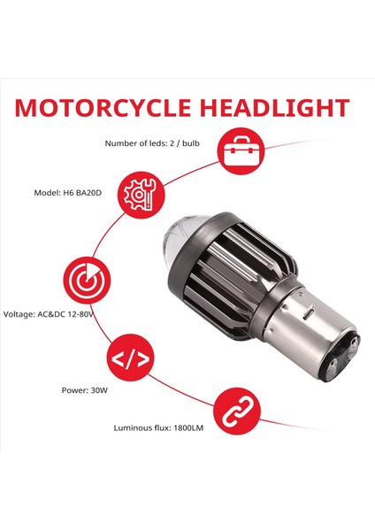 H6 BA20D Mini LED Projektör Far Ampulleri Çift Renk Beyaz Sarı Atv Scooter E-Bisiklet Far Lambası (Yurt Dışından)