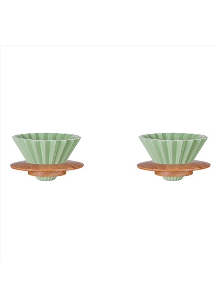 2x Kahve Filtresi Seramik Kahve Damma Seti V60 Dripper Çıkarılabilir Dripper Stand Kahve Hunisi Yeşil (Yurt Dışından)