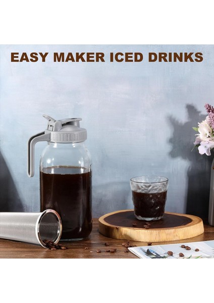 Soğuk Demleme Kahve Filtresi 64 Oz Genişliğinde Ağızlı Mason Kavanoz 304 Paslanmaz Çelik Süzgeç Için Pour Spout Kapağı (Yurt Dışından) indirimleri