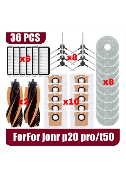 Jonr P20 Pro / T5 Pro Robot Için Robot Vakum Temizleyici Parçalar Ana Yan Fırça Hepa Filtre Mop Bezi Yedek Aksesuarlar (Yurt Dışından) fiyatları