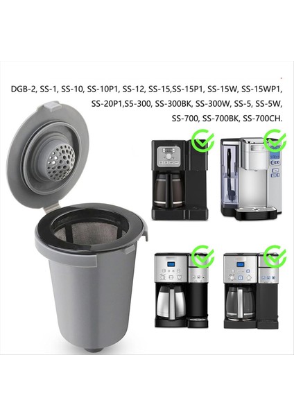 Yedek Parçalar Gri Yeniden Kullanılabilir Filtre Kupası Cuisinart Tek Servis Kahve Makineleri Için Uyumludur (Yurt Dışından) modelleri