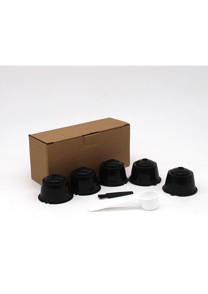 5pcs Dolce Gusto Kahve Kapsülü Filtre Kupası Yeniden Kullanılabilir Filtre Filtre Sepet Kapakları Yeniden Kullanılabilir Kaşık Fırça B (Yurt Dışından) fırsatları