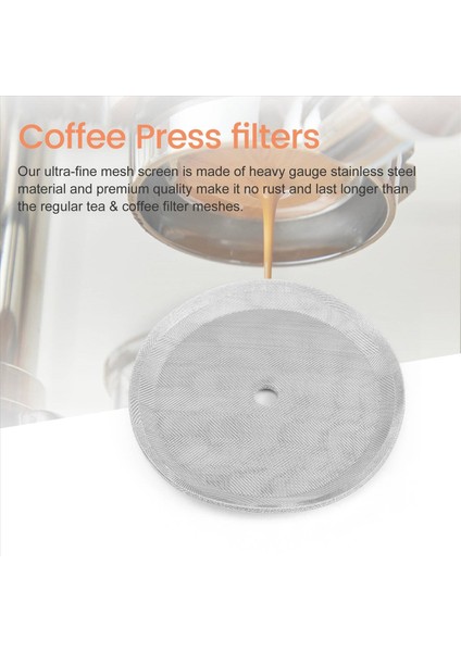 Fransız Pres Değiştirme Filtreleri Mesh Ekran Kahve Pres Filtreleri Metal Merkez Halkası Yeniden Kullanılabilir Paslanmaz Çelik Örgü Değiştirme 1000 ml Fransız Pres Ekranı (Yurt Dışından) fırsatları