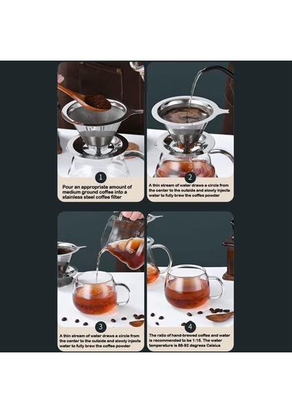 Paslanmaz Kahve Filtresi Yeniden Kullanılabilir Çift Katmanlı Filtreler Huni Kahve Dripli Filtre Kupası Dayanıklı Kahve Aletleri 4-6 Subs (Yurt Dışından) fırsatları