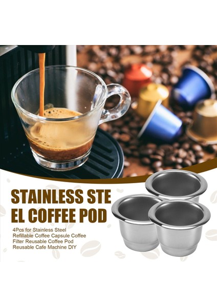 Nespresso Için 4pcs Paslanmaz Çelik Doldurulabilir Kahve Kapsülü Kahve Filtresi Yeniden Kullanılabilir Kahve Pod Yeniden Kullanılabilir Kafe Makinesi Dıy (Yurt Dışından) fırsatları