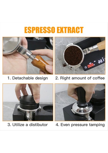 58MM Paslanmaz Çelik Filtre Sepeti Içerir Çift Tek Katmanlı Filtre Maden Ahşap Sap 58MM Kahve Dipsiz Sapı B (Yurt Dışından) fırsatları