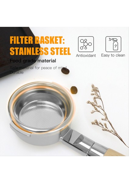 58MM Paslanmaz Çelik Filtre Sepeti Içerir Çift Tek Katmanlı Filtre Maden Ahşap Sap 58MM Kahve Dipsiz Sapı B (Yurt Dışından) indirimleri
