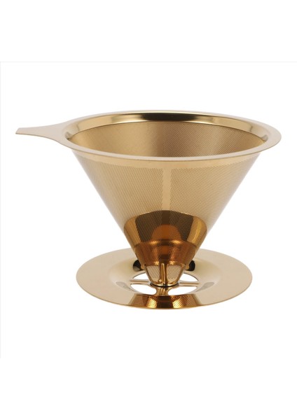 Çift Duvar Paslanmaz Çelik Titanyum Altın Kahve Damma Filtresi Üzerine Dökme Bardak Stand ve Sap (Yurt Dışından)