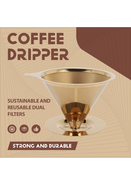 Çift Duvar Paslanmaz Çelik Titanyum Altın Kahve Damma Filtresi Üzerine Dökme Bardak Stand ve Sap (Yurt Dışından) fırsatları