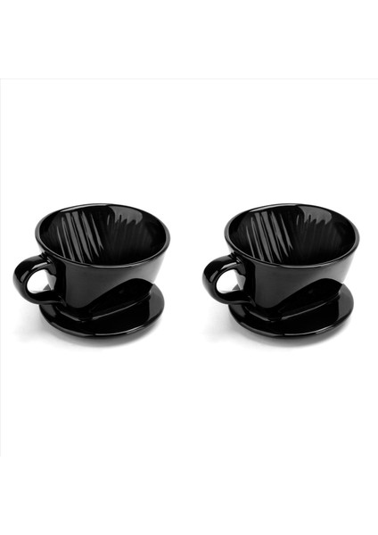 2x Kahve Filtresi Bardağı Tek Bardak Siyah Seramik Kahve Damatı Yeniden Kullanılabilir Filtre Damağı Tutucu S (Yurt Dışından)