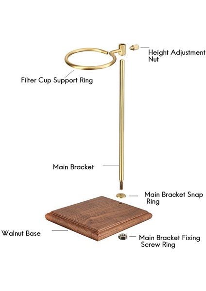 Kahve Makinesi Üzerine Dökün Ahşap Taban Ayarlanabilir Lik Raf Dripper Filtre Tutucusu Manuel Demleme Ceviz Ahşap (Yurt Dışından) modelleri