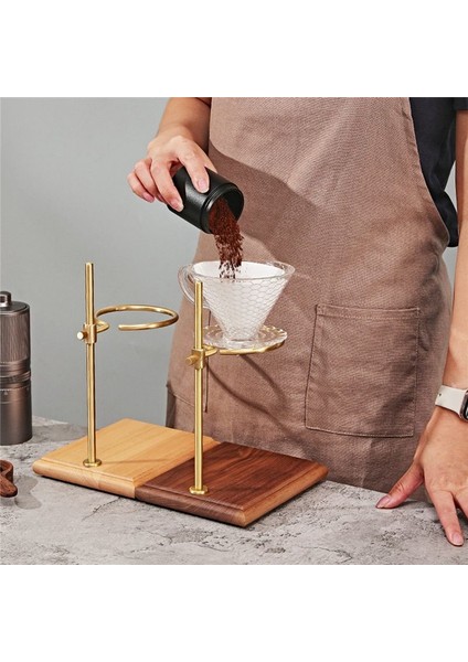 Kahve Makinesi Üzerine Dökme Ahşap Taban Ayarlanabilir Lik Raf Dripper Filtre Tutucusu Manuel Demleme Kayın Ahşabı (Yurt Dışından)