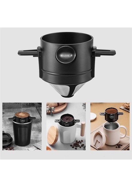 Taşınabilir Kahve Filtresi Yeniden Kullanılabilir Huni Çay Infüzörü Paslanmaz Çelik Mini Dripper Kahve Damkı Ev Ofisi Için Trave-A (Yurt Dışından)