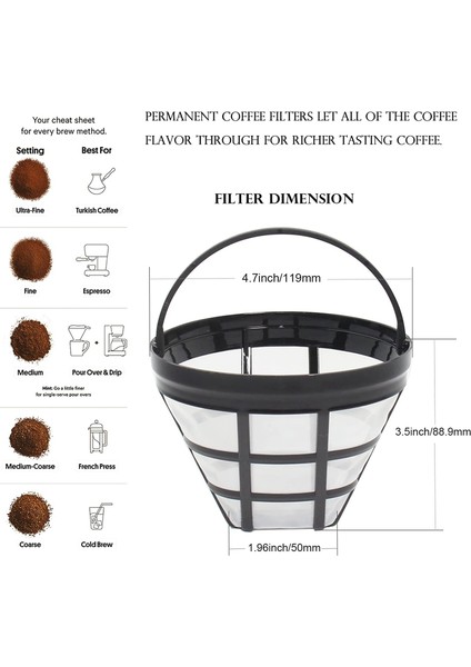 2 Pack No 4 Cuisinart Ninja Filtreleri Için Yeniden Kullanılabilir Kahve Makinesi Sepet Filtresi Çoğu 8-12 Sub Sepet Damla Kahve Makinesi (Yurt Dışından) modelleri