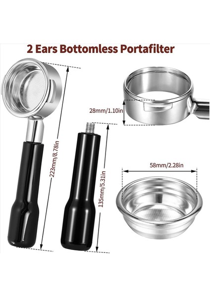 2pcs 58MM Dipsiz Portafilter 2 E61 Roket Faema Için Filtre Sepeti ile Ear Espresso Portafilter (Yurt Dışından) fırsatları