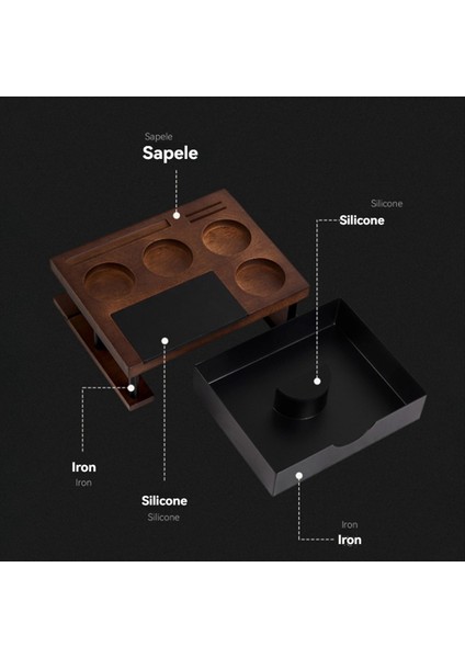 Espresso Tamping Istasyonu Çok Fonksiyonlu Maden Ahşap Toz Presleme Stand Ahşap Espresso Makine Aksesuarları B (Yurt Dışından) fırsatları