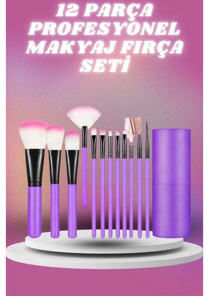 12 Parça Profesyonel Makyaj Seti Yumuşak Kıllı Yüz ve Göz Makyajına Uygun