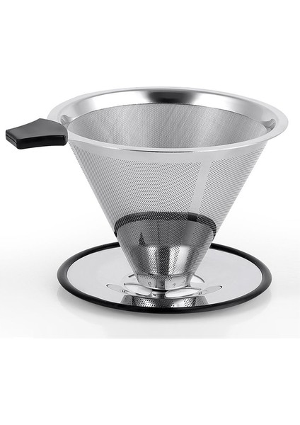 Paslanmaz Çelik Koni Kahve Damlası Yavaş Damla Kahve Filtresi Kağıtsız ve Yeniden Kullanılabilir Ultra Ince Mikromesh Filtre (Yurt Dışından)